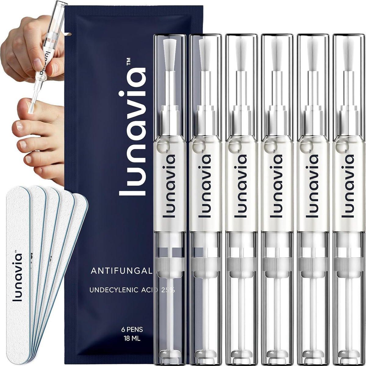 Lunavia Antifungal Pen – Cures Most Athlete’s Foot, Jock Itch, and Ringworm - 25% Undecylenic Acid with added Tea Tree, Jojoba, Clove Bud Oils & Aloe - 3-Pack Twist Pen (9ML Volume)
